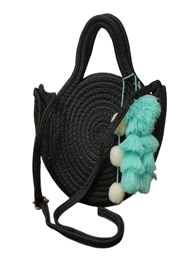 Ariya Women Sling Bag with Tassel Charm (4063 | Black) Handcrafted PP & Cotton Blend Shoulder Purse, Perfect for Ladies & Girls, Lightweight Crossbody Bag for Daily Use, Casual, Travel & All Occasions - Image 1